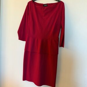 Chiara Boni Vibrant Red Long Sleeve Dress bodycon peplum size 46